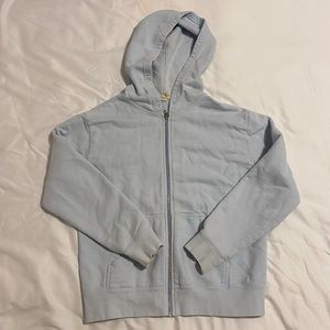 light blue zip up
